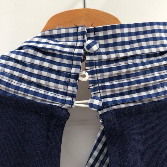 Riley Rae Juliette Bow-Neck Gingham-Trim Preppy Navy Small - Picture 10 of 11